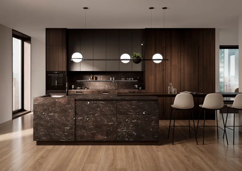 Cuisine haut de gamme LEICHT avec finitions THERMA-Q ROCCA-C PEARL